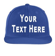 Custom Personalized Embroidered Text on Hat - Unisex Flat Bill Snapback Cap