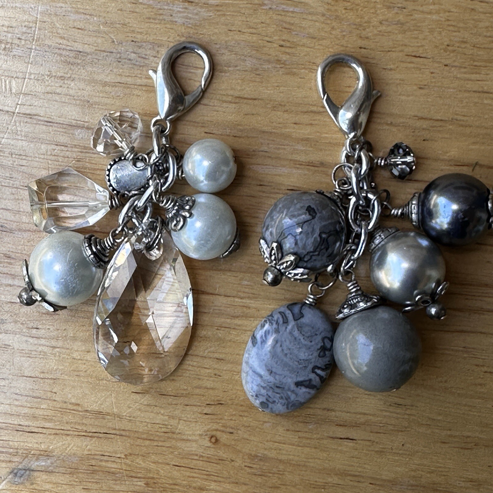 Set of 2 Multicolor Stone Bag Charms