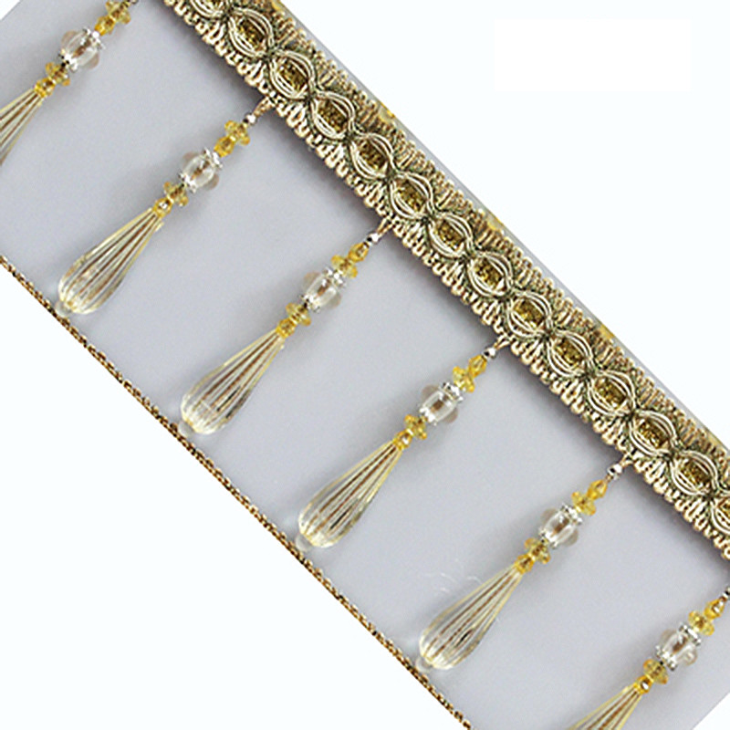 3 Meter Rhinestone Tassel Trim - Crystal Beaded Fringe For Decor White