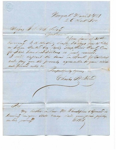 US 1853 Monier embossed folded stationery cover New York to Three Rivers, MI 26 - Picture 3 of 4
