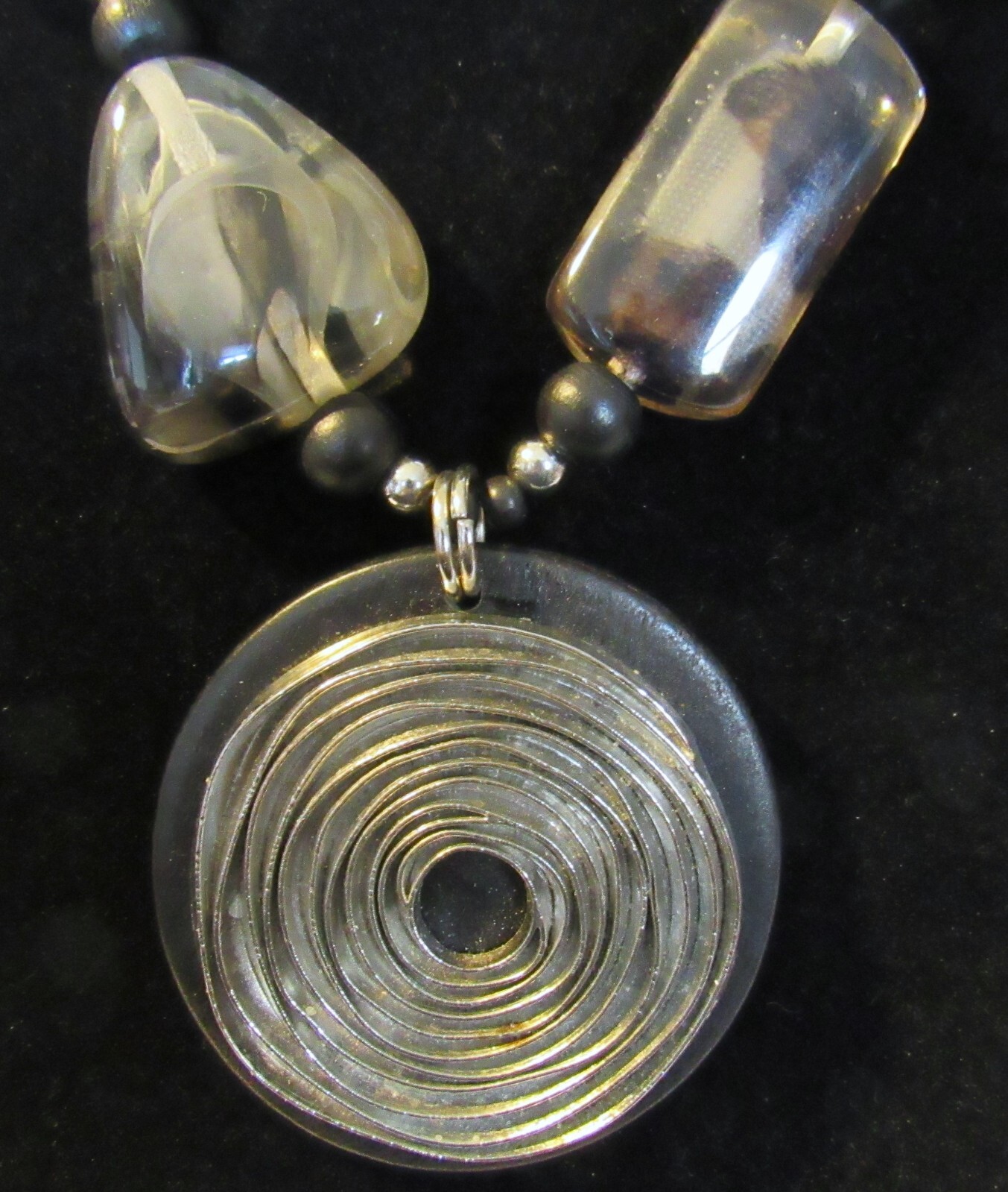 Signed J CREW Statement Necklace Asymmetrical Bla… - image 2