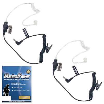 MaximalPower Short/Long-Length Cord w/ 3.5mm Listen ONLY Headset for 2-Way Radio