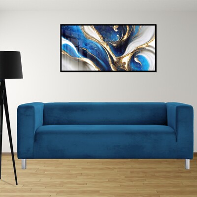 Two Seater Ikea KLIPPAN Sofa Quality Slipcover Replacement Cover Blue  Velvet