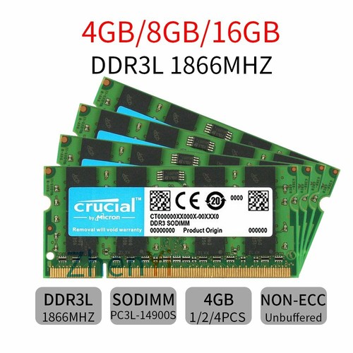 16GB 8GB 4GB 1866MHz DDR3L PC3L-14900S 1.35V SODIMM Laptop Memory RAM Crucial BT - Picture 1 of 14