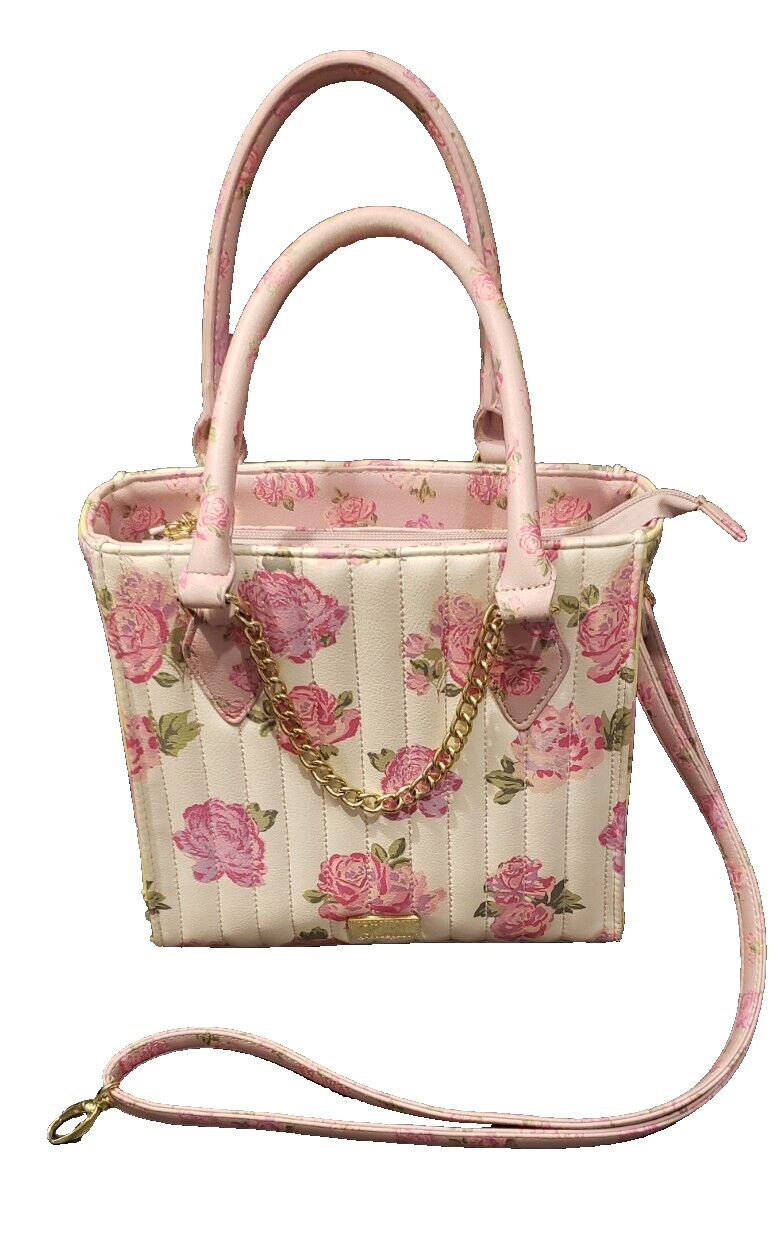 LUV BETSEY JOHNSON PINK FLORAL ROSES ADDY CROSSBODY HAND BAG PURSENEW