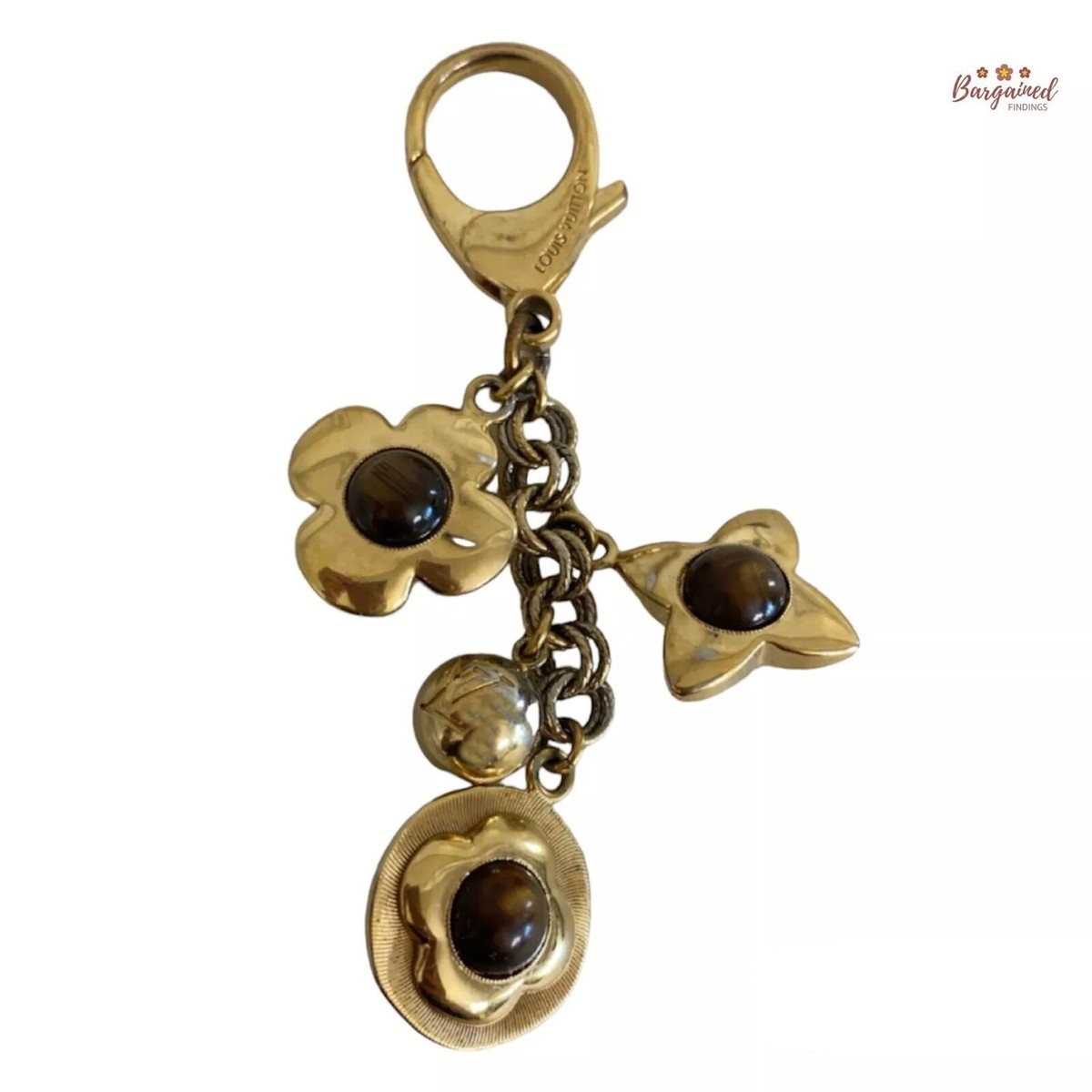 Authentic LOUIS VUITTON Gold Brown Bijoux Sac Tresor Flower Bag