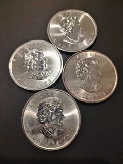 LOT 4 Pièces Monnaie MAPLE LEAF SILVER 1 oz Argent Pur 2015/2018 ELIZABETH II 5D
