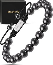 MagnetRX Hematite Magnetic Bracelet Max Strength Magnet Stone Classic 8mm Bead