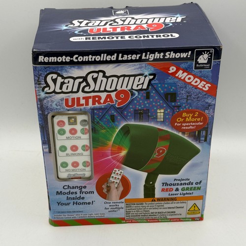 BulbHead Star Shower Ultra 9 Laser Light Projector Green Red Remote SSU9-052124
