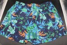 Columbia Mens Swim Trunks L Blue Green Tropical Floral Board Shorts Lined