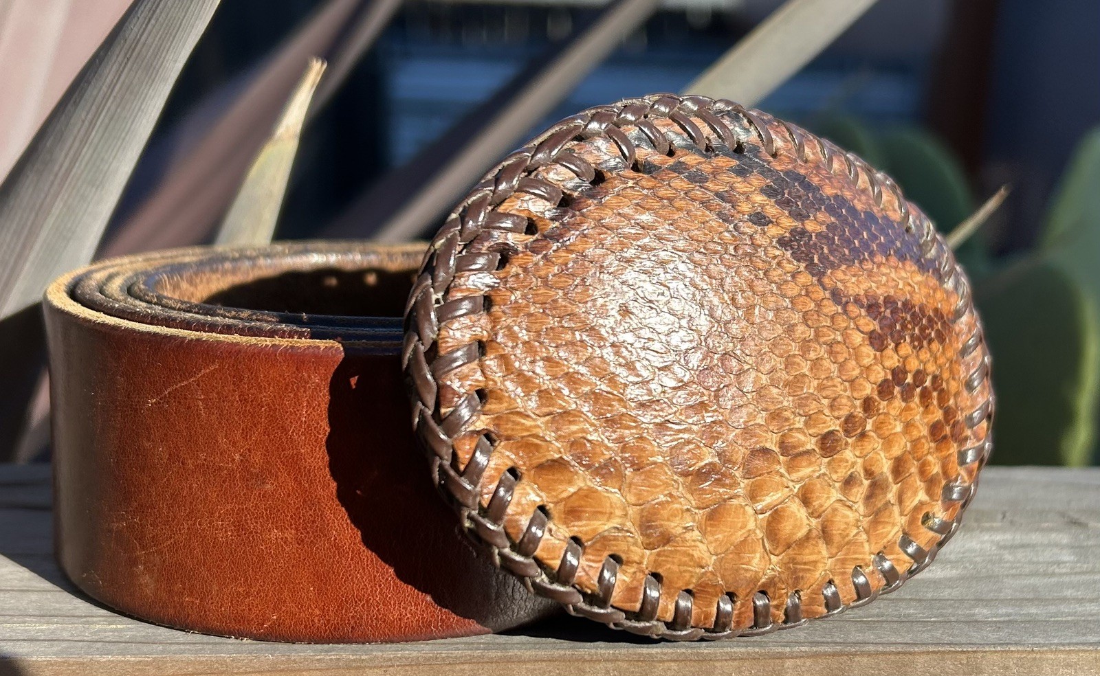 Robert Warner Leather Python Skin Belt Buckle Nor… - image 1