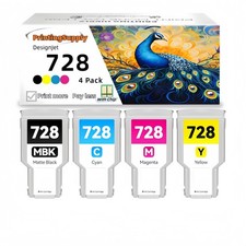 4-Pk 728 Ink Cartridges For HP T730 T830 MFP F9J68A 728 MBk F9J67A 728 C F9J66A