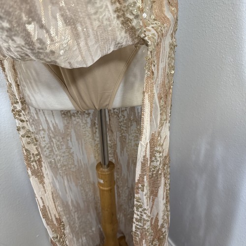 Nasty Gal Dress Womens 14 Gold Sequins Halter Double Slit Glitzy Party - Picture 6 of 16