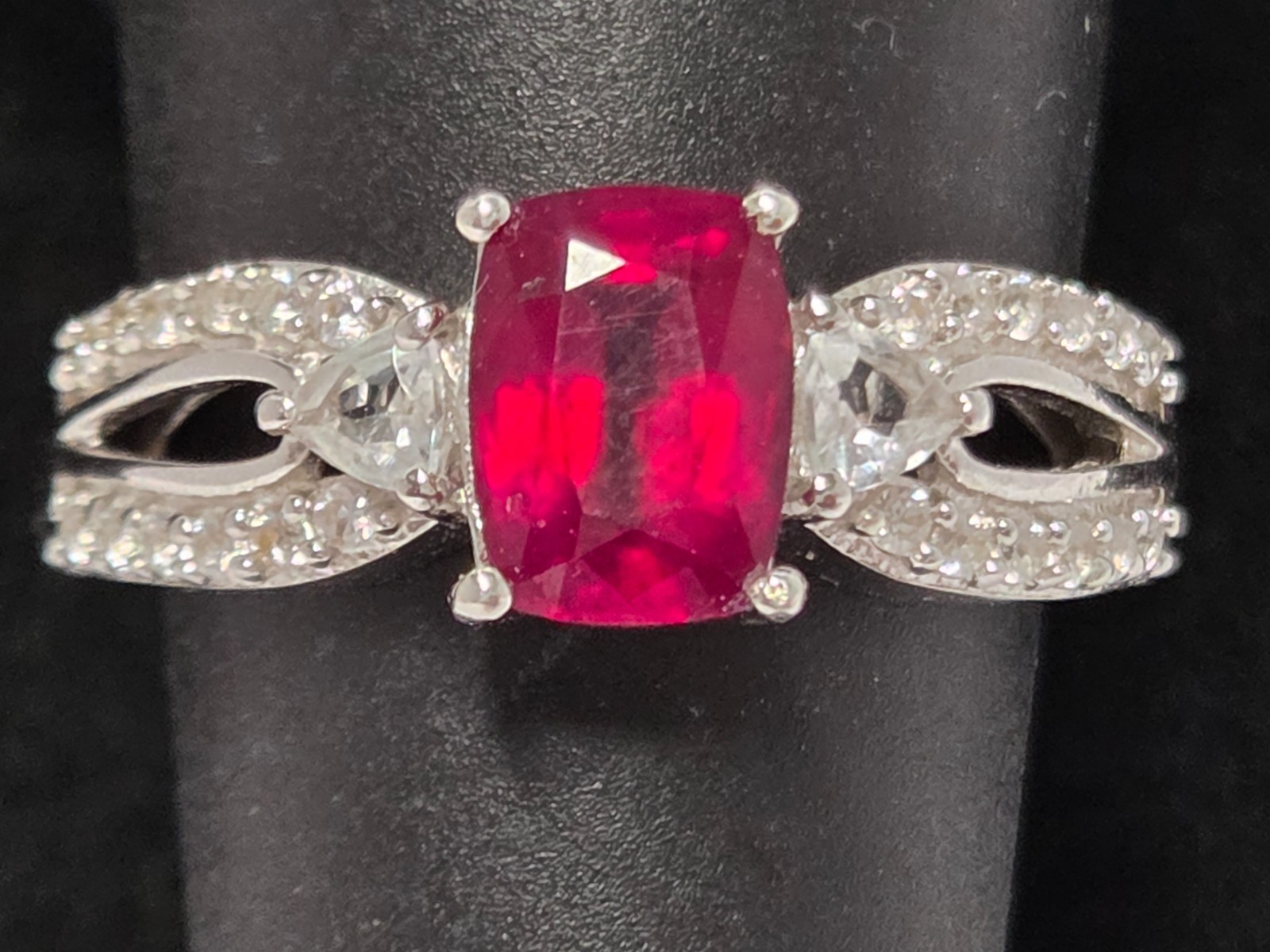 STS Lab-Created Red Ruby 925 Sterling Silver Ring… - image 18