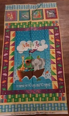 Nancy J Smith Lynda S Milligan Noah's Ark Cotton Fabric Quilt Panel 22''x42''