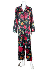 NATORI Pajama Top  Lounge Pants 2pc. Set Floral Print Satin - Size Large - NTSF
