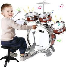 Kids Drum Set for Toddlers 1-3 3-5 - Musical Instruments Toys Drum Kit 9 Pcs wit