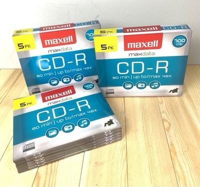 Maxwell Lot Of 3 Packs 700 mb 80 Minute 5 Pack Slim Jewel Cases New Sealed