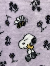 Peanuts Snoopy Hugging Woodstock Blanket Flowers Purple Lavender Throw 60x70 NWT