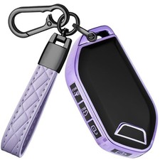 for Kia Key Fob Cover with Keychain - TPU Key Case Shell Black-base-purple