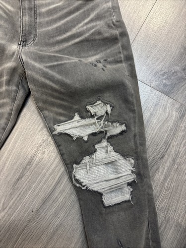 Amiri Grey Distressed Thrashed Denim Skinny/Slim Designer Jeans - Size 36 - Picture 4 of 9