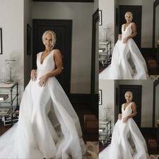 Detachable Skirt Wedding Dress LaceOne Layer Tulle White Ivory Bridal Gown Train