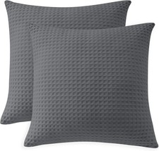 100 Egyptian Cotton 600 TC Waffle Weave Throw Pillow Covers 2 Pack, Ultra Soft