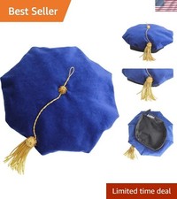 Velvet Graduation Doctoral Tam with Gold Bullion Tassel - Adjustable Sizes XS-XL