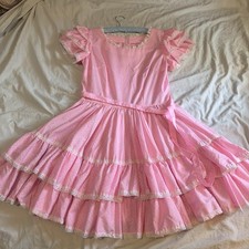 Womens Square Dance Dress Fall Pleated Rockabilly Swing Short Sleeve Zipper Back