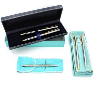 Tiffany & Co T Clip Gold P Sterling Pencil Ballpoint Pen w/ Box Lot of 5 #X972 2