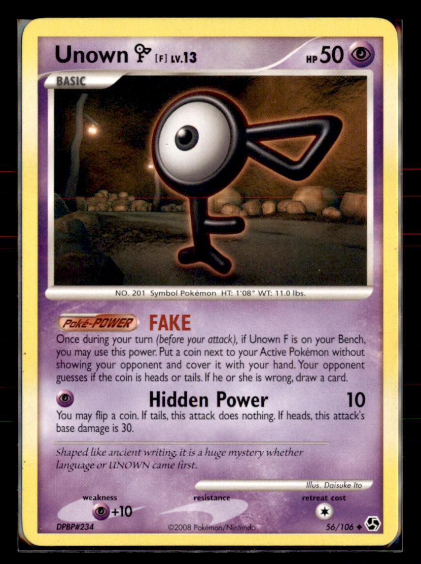 Unown [F] 56/106 Uncommon Great Encounters Pokemon Moderately Played