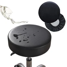 Augld 2 Pack Round Bar Stool Cover Watedrproof Faux Leather Stool Seat Cover ...