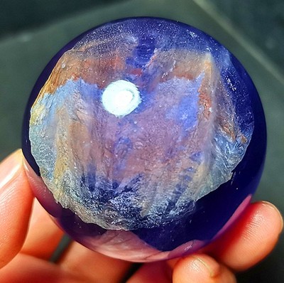 TOP 276.8g 54mm Natural Purple Fluorite  Stone Sphere Ball Healing WD2255