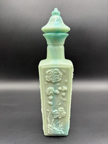 Vtg Jim Beam Mint Green Slag Milk Glass Jadeite Liquor Decanter Bottle Stopper