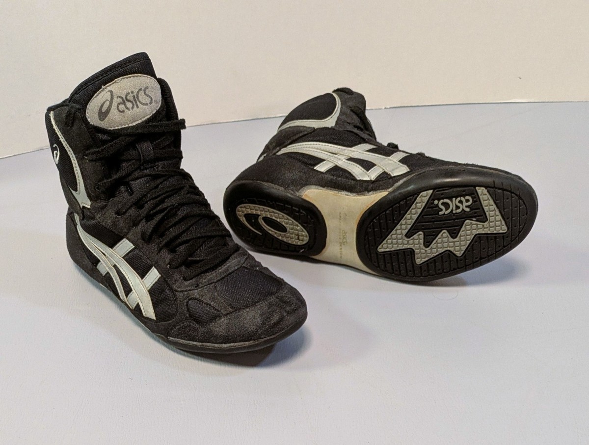 1996 Asics Split Second Wrestling Shoes Black/Silver JN602 Size
