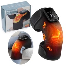 Cordless Knee Massager Brace Pain Relief with 3 Heat Levels, 3 Vibration Modes