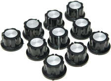 10X Guitar Mini Effect Pedal Knobs 6Mm Black W/Silver Cap Knob for Boss Pedals