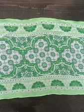 VTG Sally Gee A-Tell Scarf Floral 14"x43" Green Chiffon Irish Sheer Rectangular