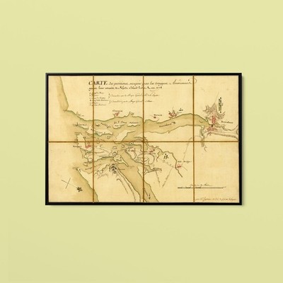 Vintage Maps - American Positions After Retreat to Long Island - Paper or Canvas