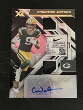 2022 Panini Xr #219 Christian Watson Rookie Nike Laundry Tag Patch Auto #1/1 RPA