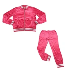 Kate and Mallory 2 Piece Velour Jacket w Joggers Pants Lounge Set Medium Sz Pink