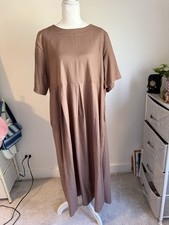 Womens XL Relaxed Brown Long Maxi Dress - Casual Quiet Luxury Fall Lagenlook