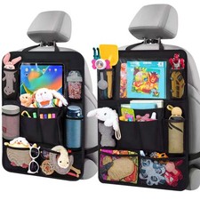 Backseat Car Organizer w/ 10 Storage Pockets 11" Tablet Holder, 2 PCS Black
