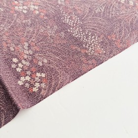 Mauve Wildflower #C 7x58 Vintage Chirimen Japanese Kimono Silk Fabric CK69