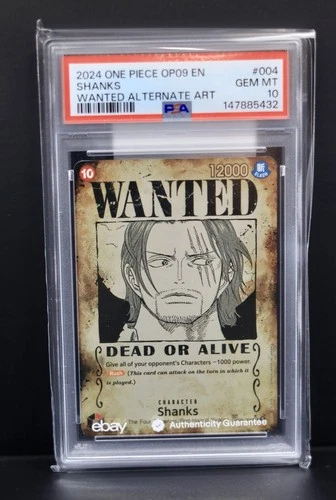 One Piece TCG Shanks OP09-004 SR Special Parallel Art English Holo PSA 10 2024