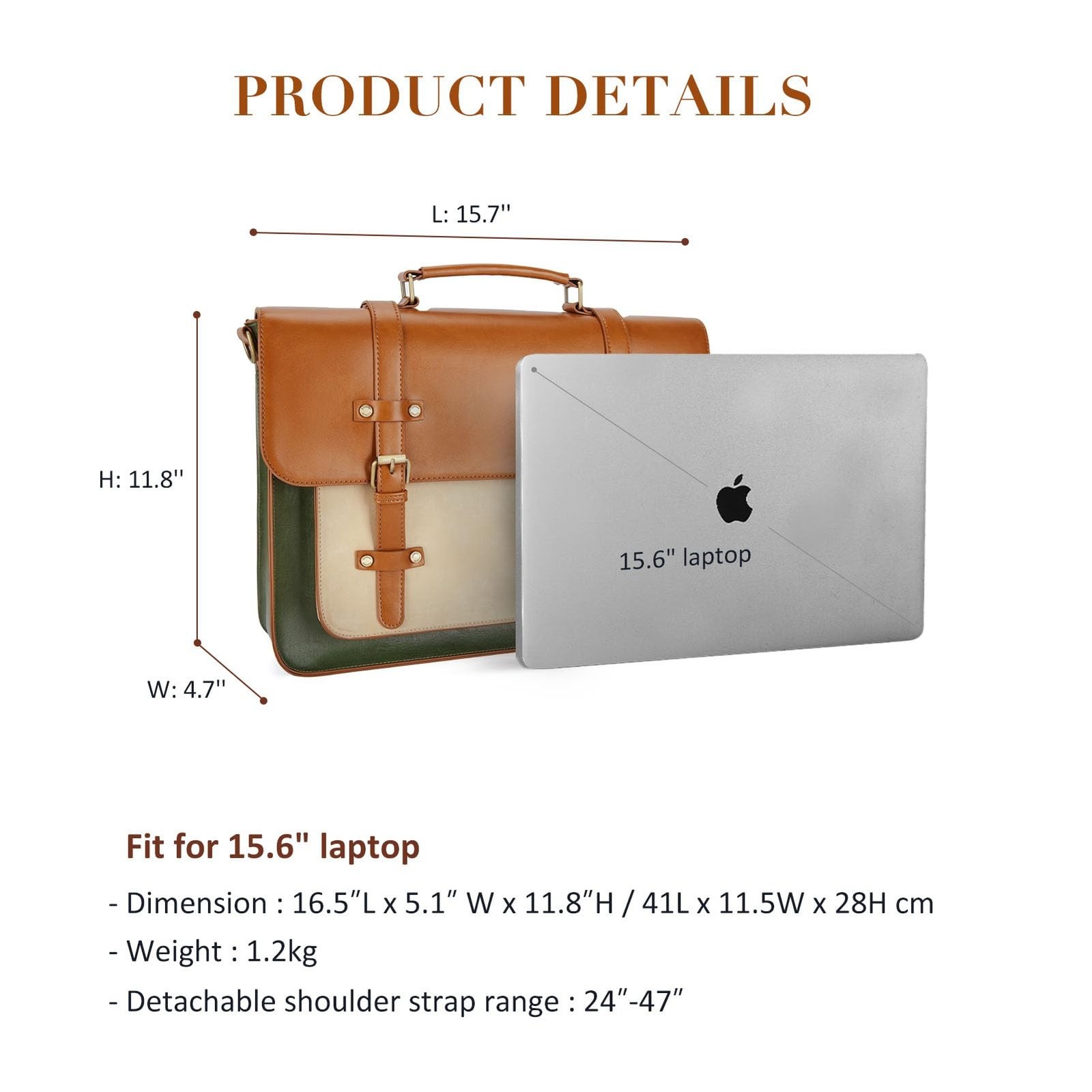 ECOSUSI Laptop Bag for Women Vegan Leather Messenger Bag Fashion Briefcase Co...