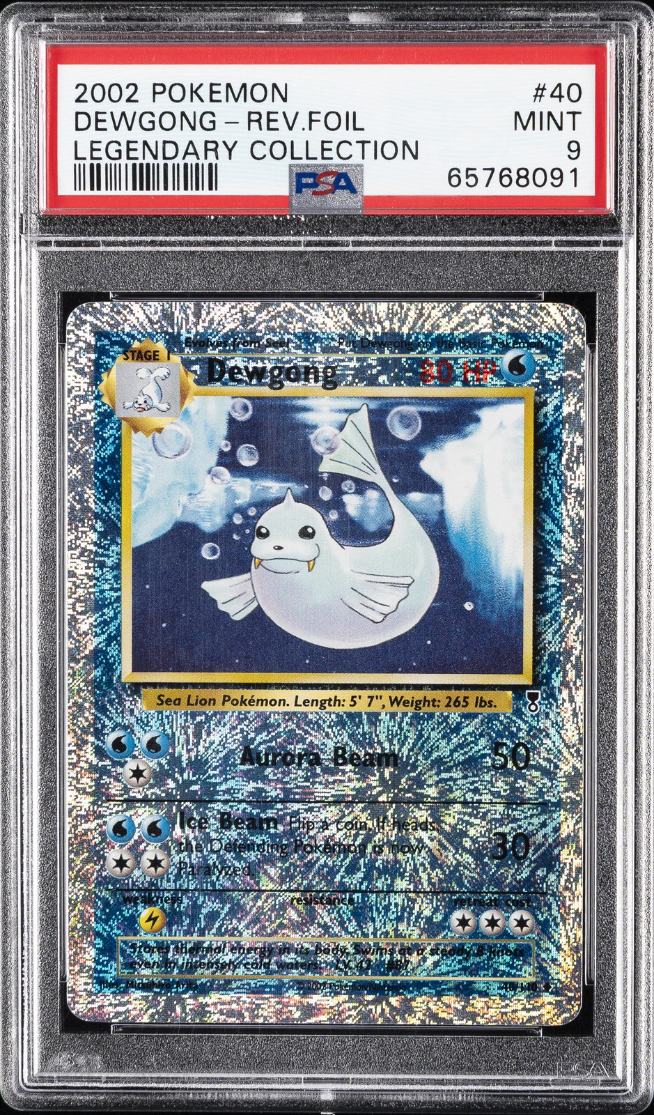 2002 POKEMON LEGENDARY COLLECTION #40 DEWGONG-REVERSE FOIL PSA 9