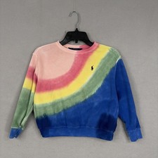 Polo Ralph Lauren Sweatshirt Girls Medium Rainbow Tie Dye 100 Cotton Crewneck