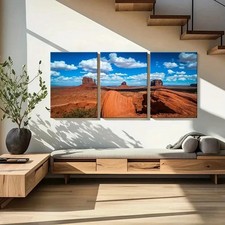 3pcs Yellowstone Park Monument Valley Wall Art Canvas Framed 50x70cm