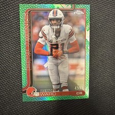 2025 Chrome Green Leather Denzel Ward Cleveland Browns /99 NFL Card